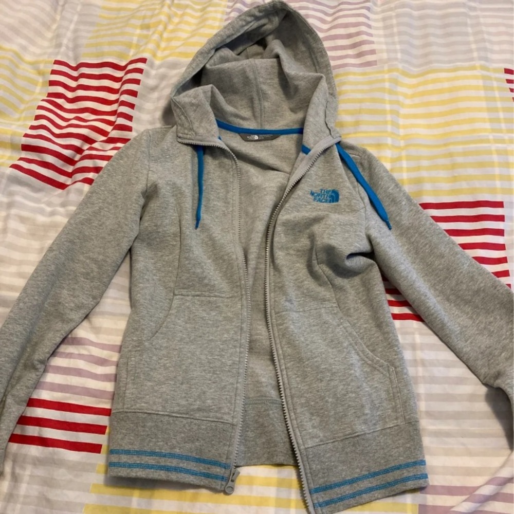 north face zip up hoodie gray